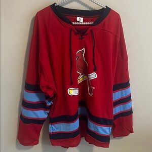 St. Louis Cardinals Hockey Jersey XL Red Crossover Stadium Promotion Blues Night